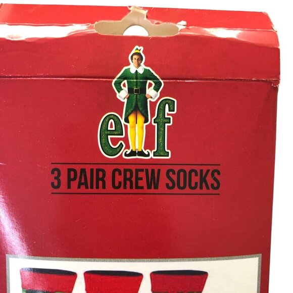 Elf Movie Buddy Christmas 3 Pair Crew Socks Size 8-12 Mens Unisex Bioworld - Picture 4 of 4